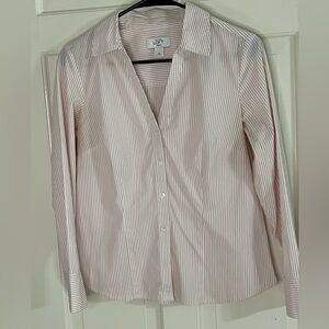 LOFT Petite Pink Striped Blouse